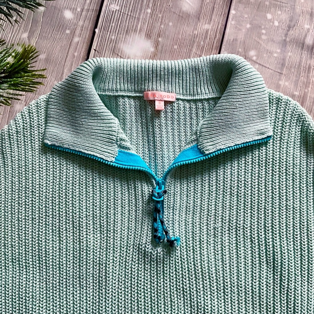 Lisa Todd High Life Half-Zip Long-Sleeve Sweater Back Stripes - Picture 8 of 12